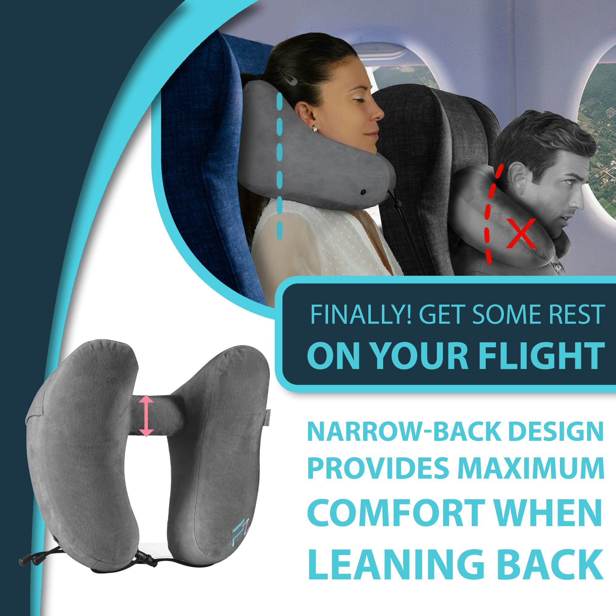 Neck Pillow for travelling with narrow back design 