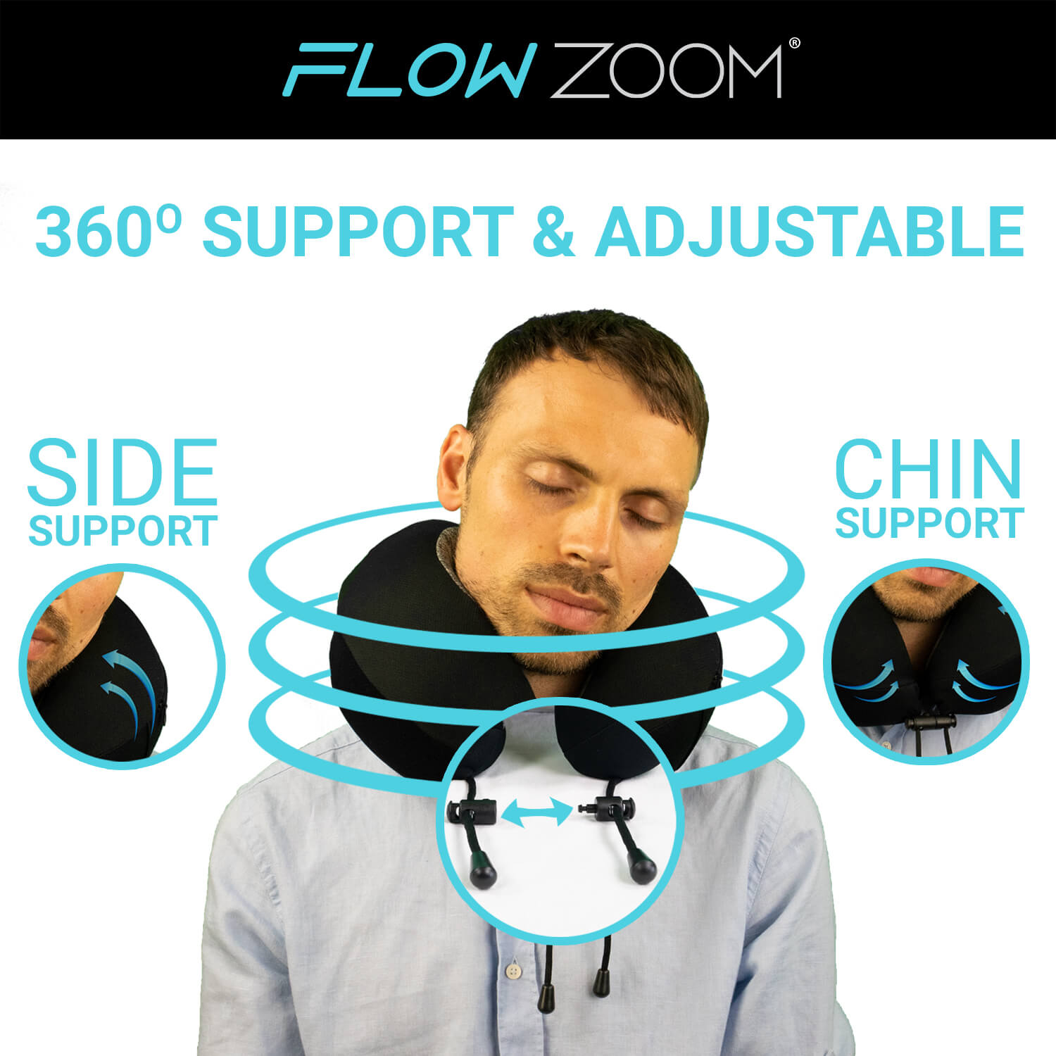 Adjustable memory foam pillow with 360° support