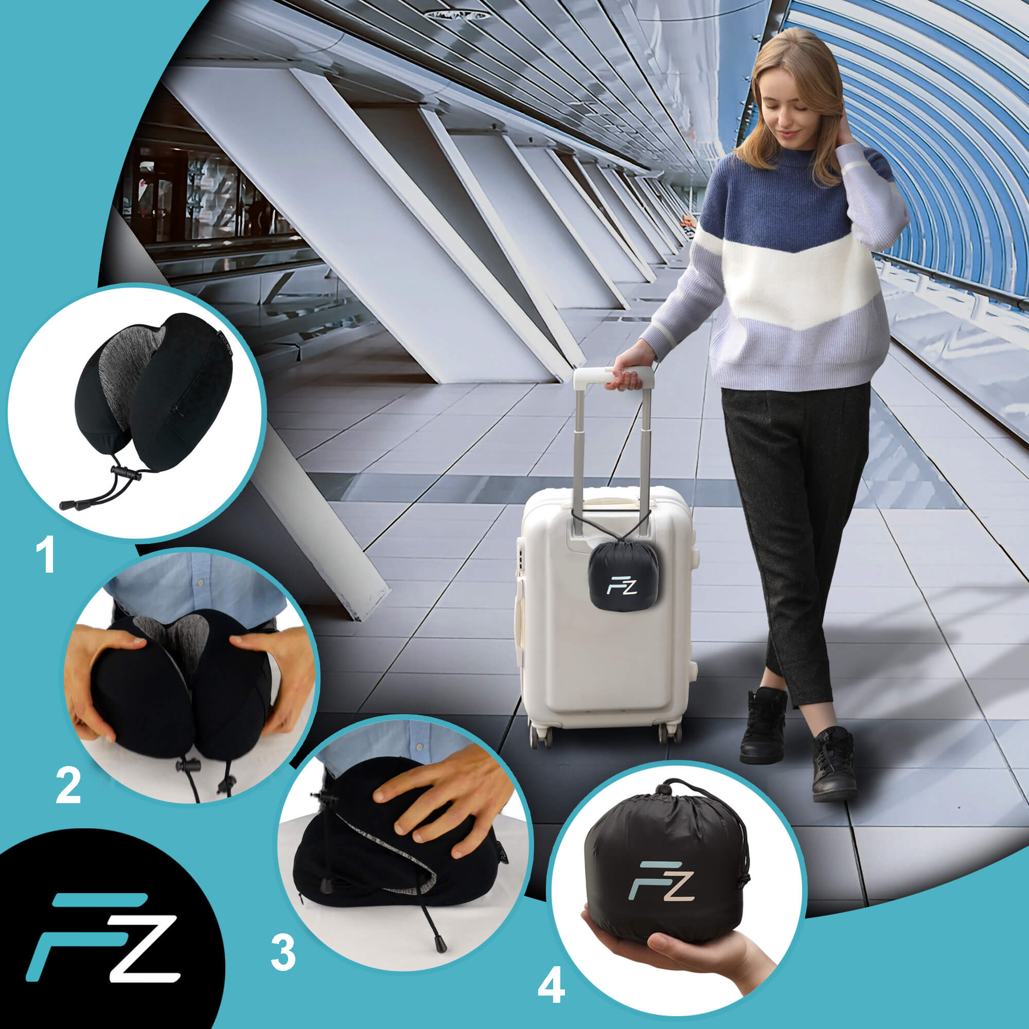 DREAM Neck Pillow for travelling with a transport bag