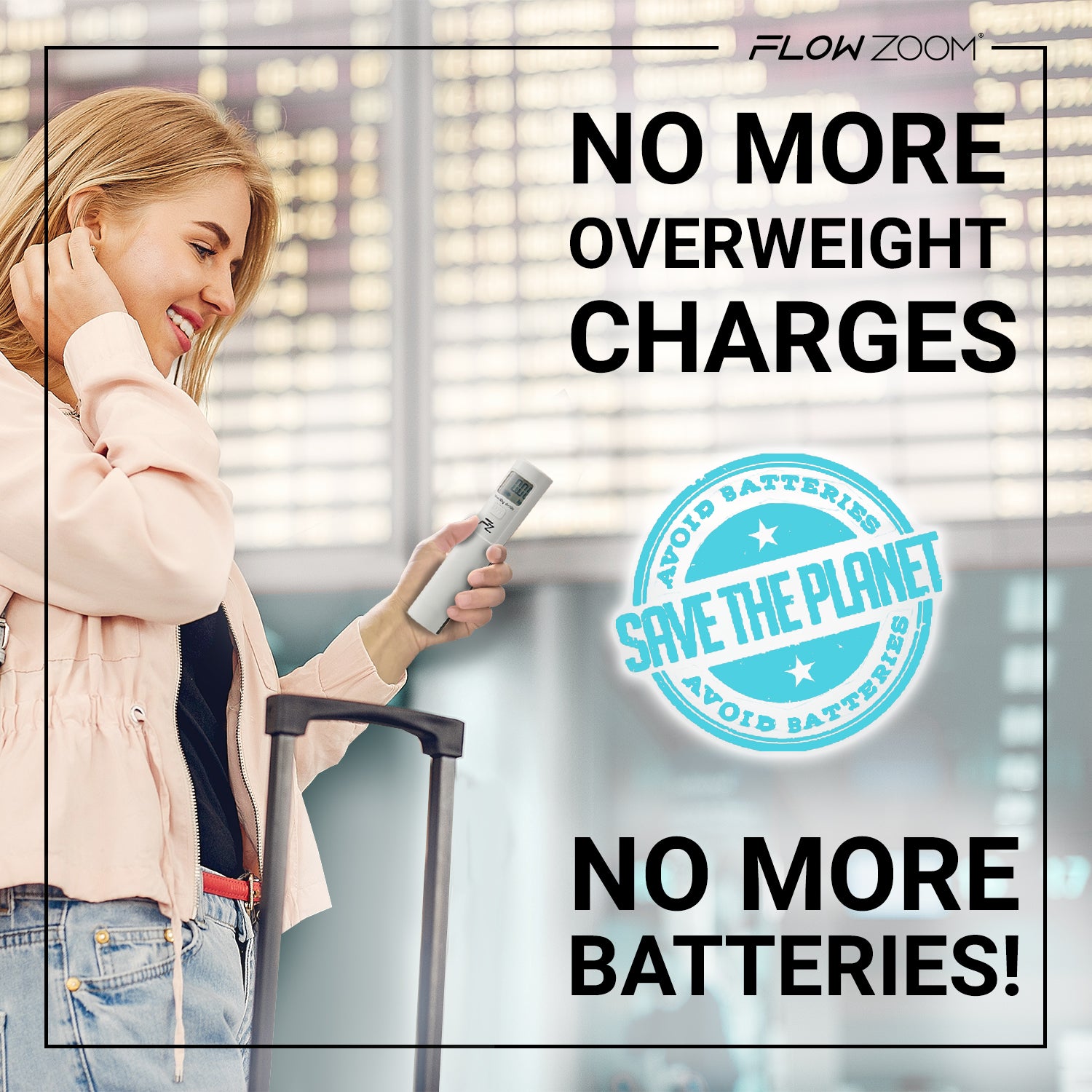 No more overweight fees with battery-free luggage scale